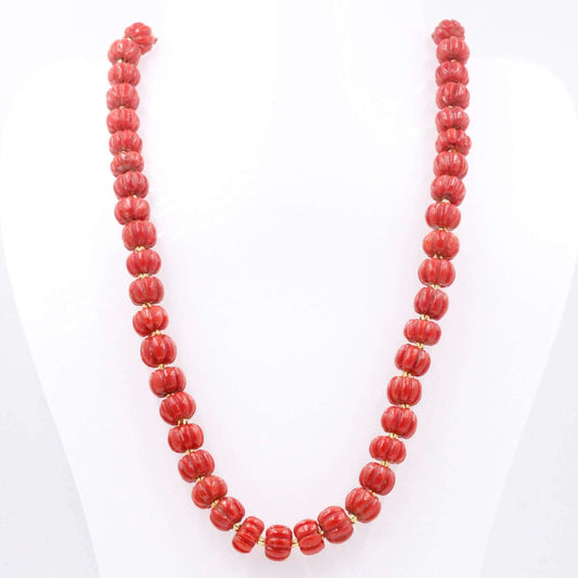 Natural Italian Coral Pumpkin Necklace - Taj Mahal Gems