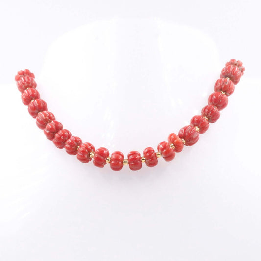 Natural Italian Coral Pumpkin Strand necklace showcasing vibrant red coral beads.