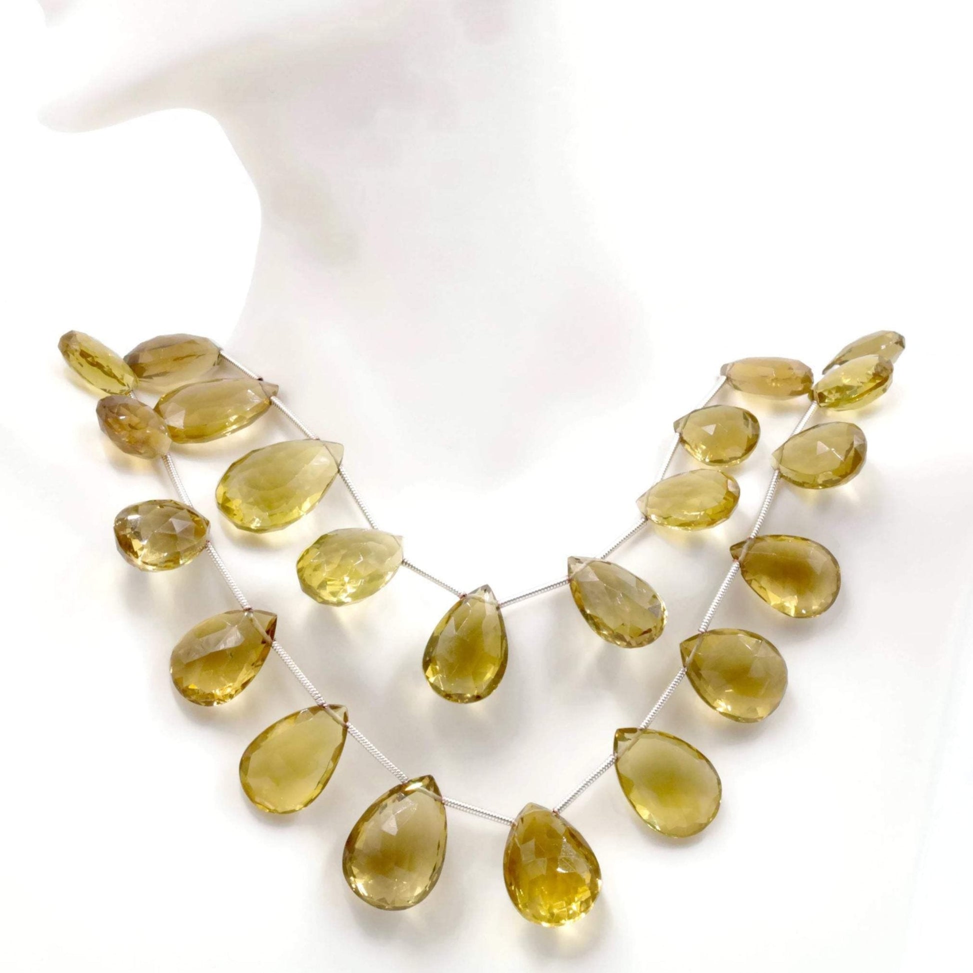 Natural Lemon Quartz Briolette Beads - Taj Mahal Gems