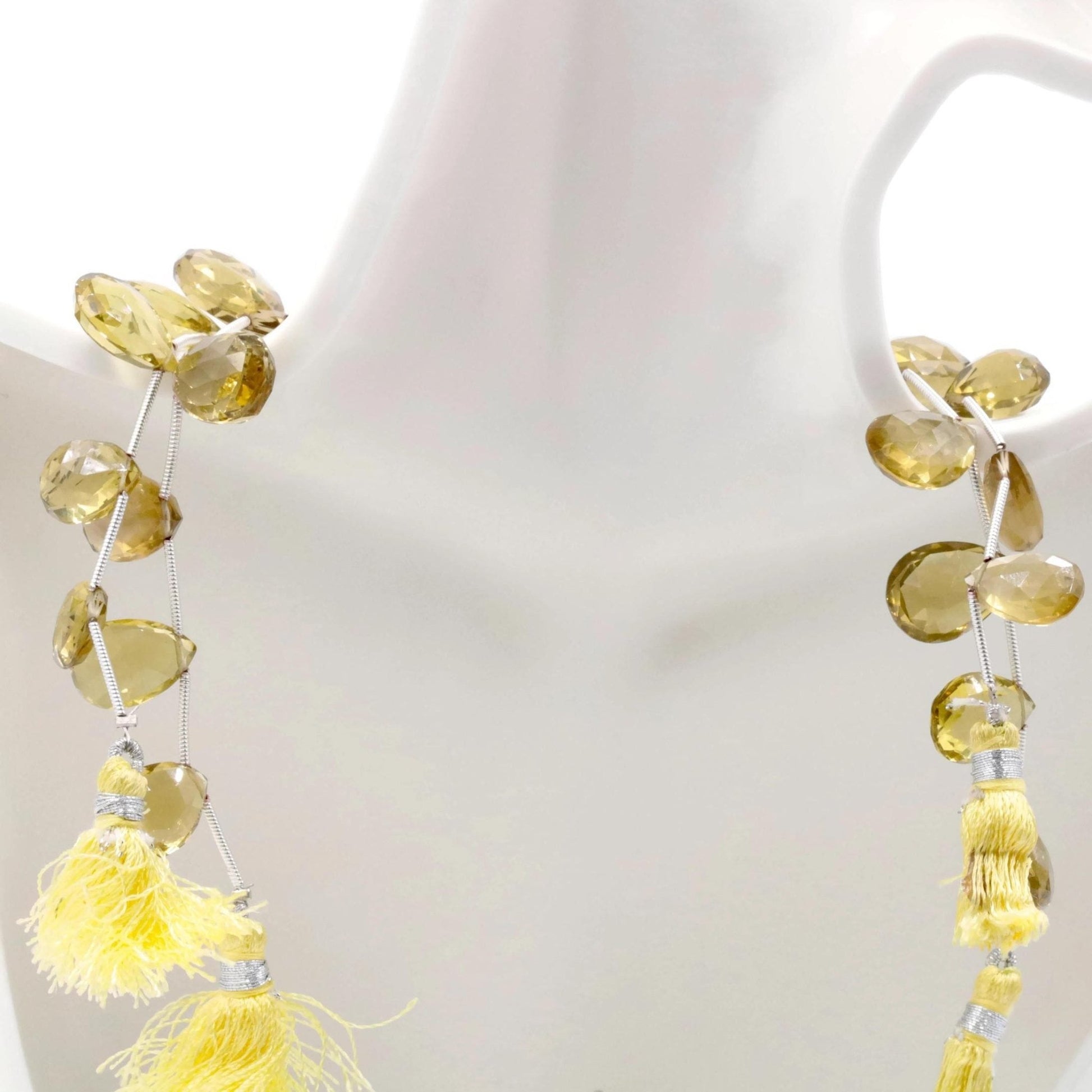 Natural Lemon Quartz Briolette Beads - Taj Mahal Gems