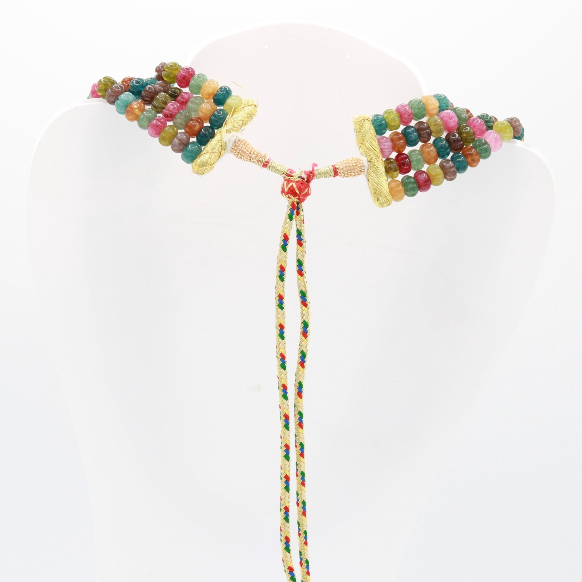 Natural Multi Color Pumpkin with Pearl Necklace - Taj Mahal Gems