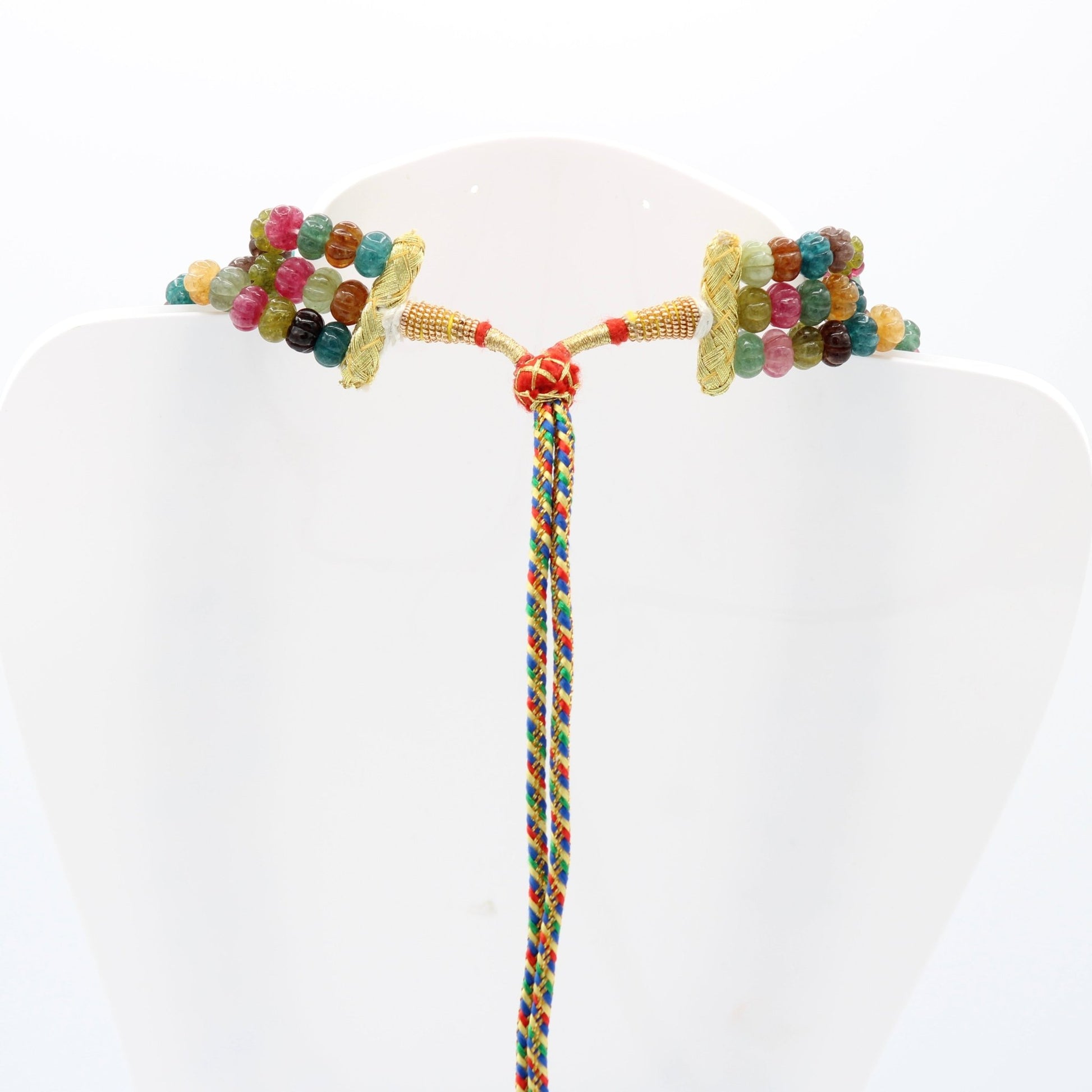 Natural Multi Color Pumpkin with Pearl Necklace - Taj Mahal Gems