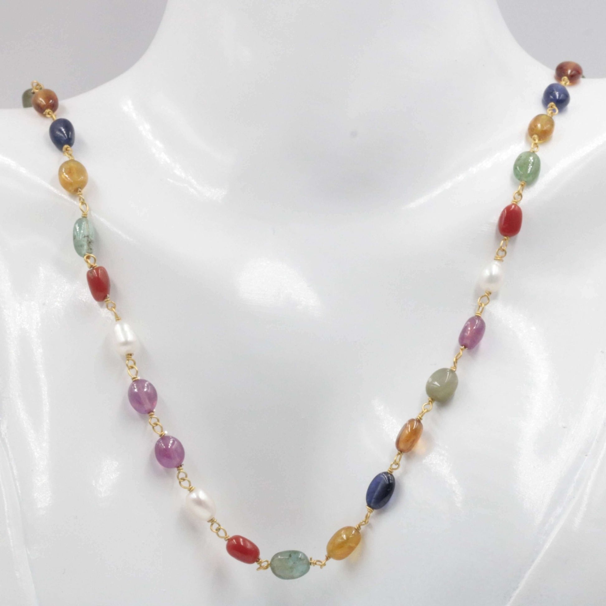 Natural Navratna Necklace - Taj Mahal Gems