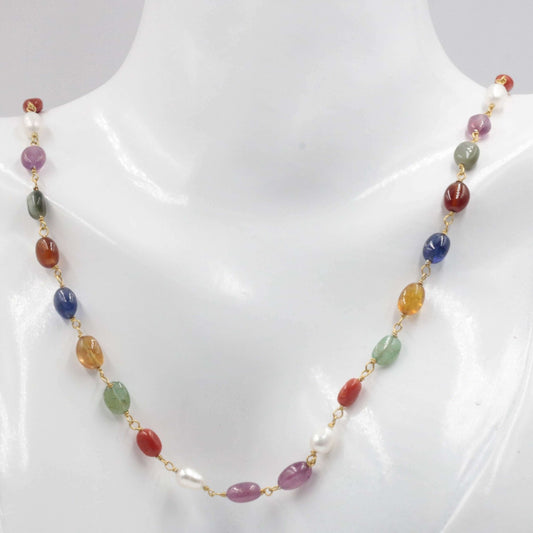 Natural Navratna Necklace - Taj Mahal Gems