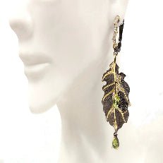Natural Peridot Leaf Earrings - Taj Mahal Gems