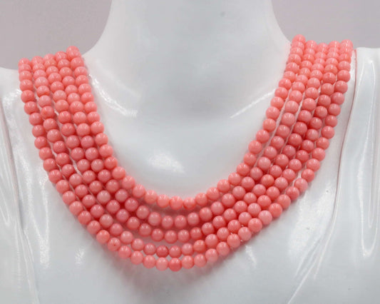 Natural Pink Coral Beaded Necklace - Taj Mahal Gems