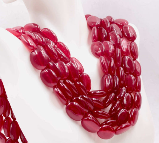 Natural Red Quartz Beads Necklace - Taj Mahal Gems