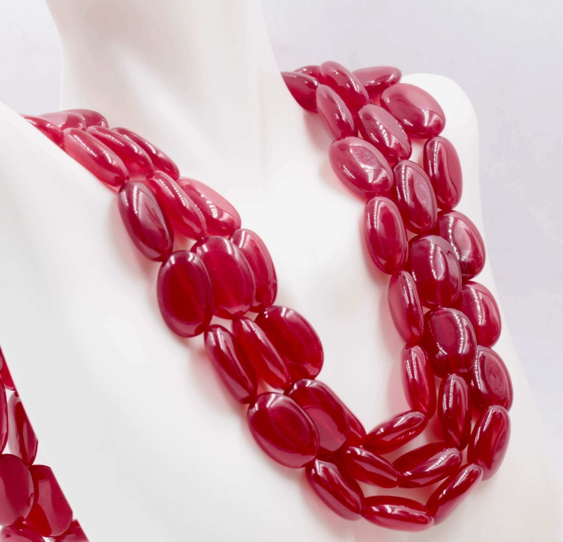 Natural Red Quartz Beads Necklace - Taj Mahal Gems
