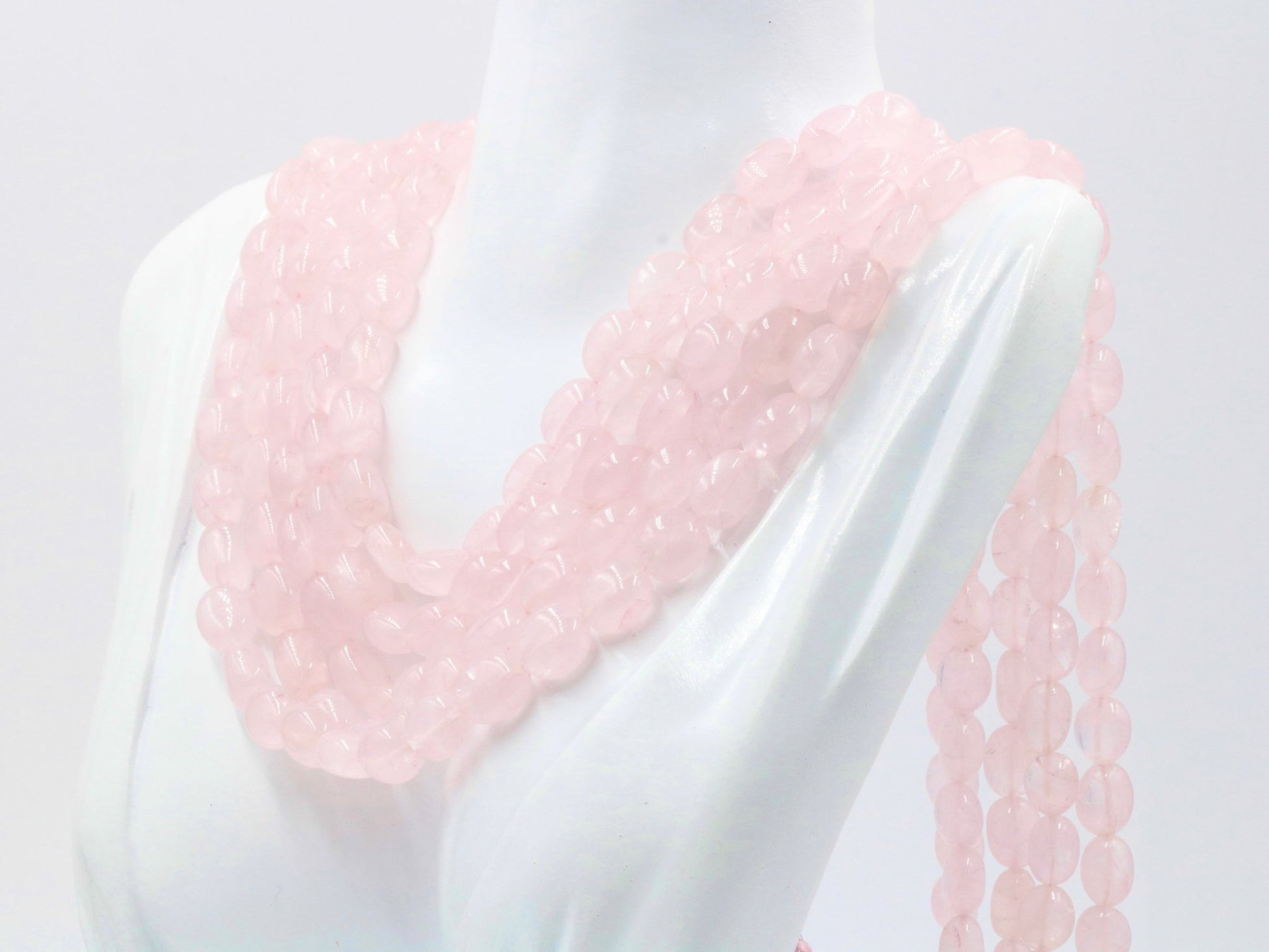 Natural Rose Quartz Beaded Necklace - Taj Mahal Gems