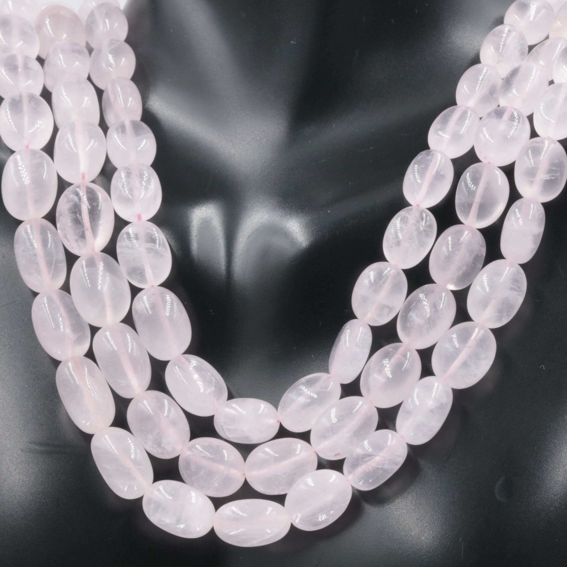 Natural Rose Quartz Beaded Necklace - Taj Mahal Gems