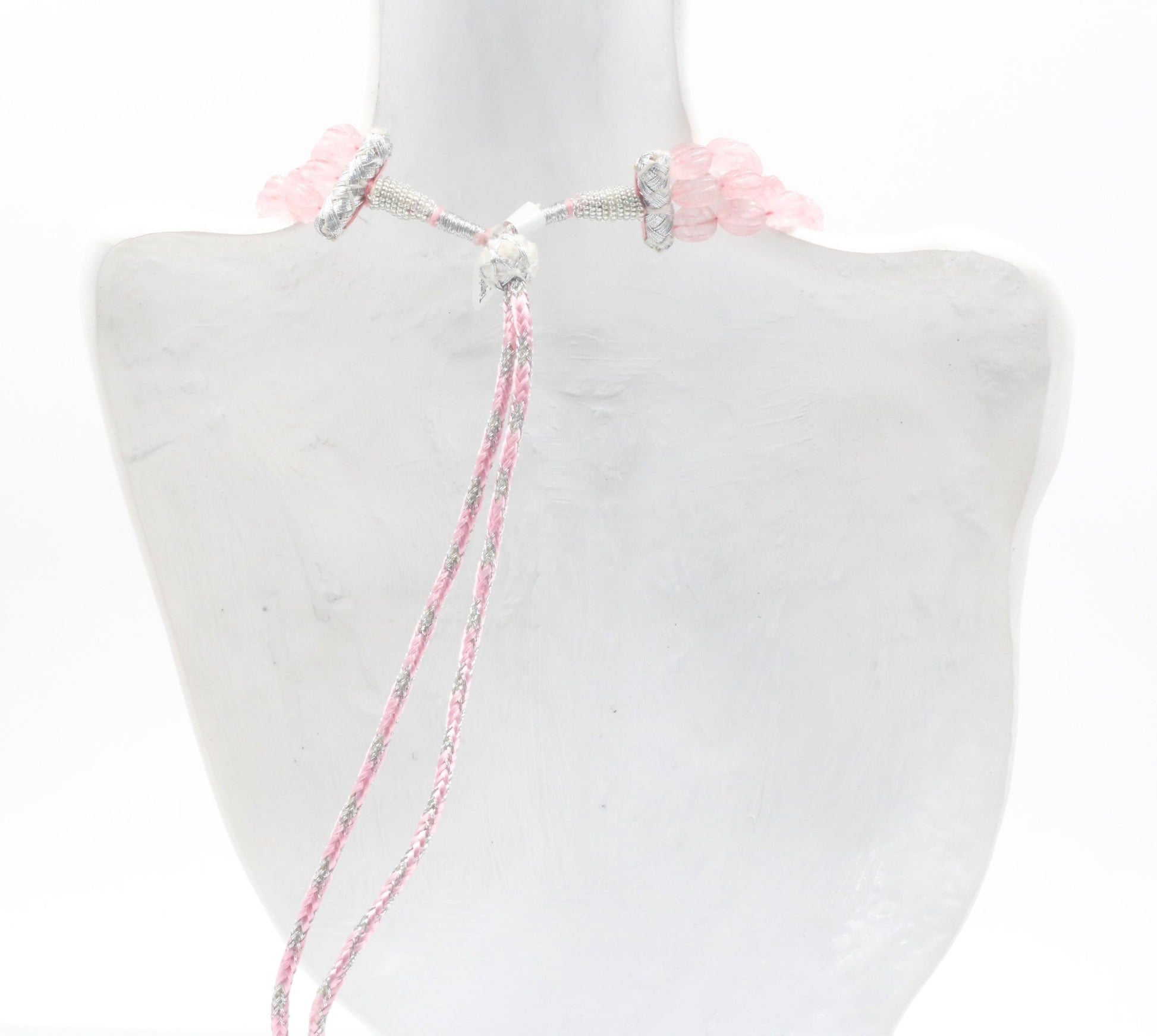 Natural Rose Quartz Pumpkin Beaded Necklace - Taj Mahal Gems