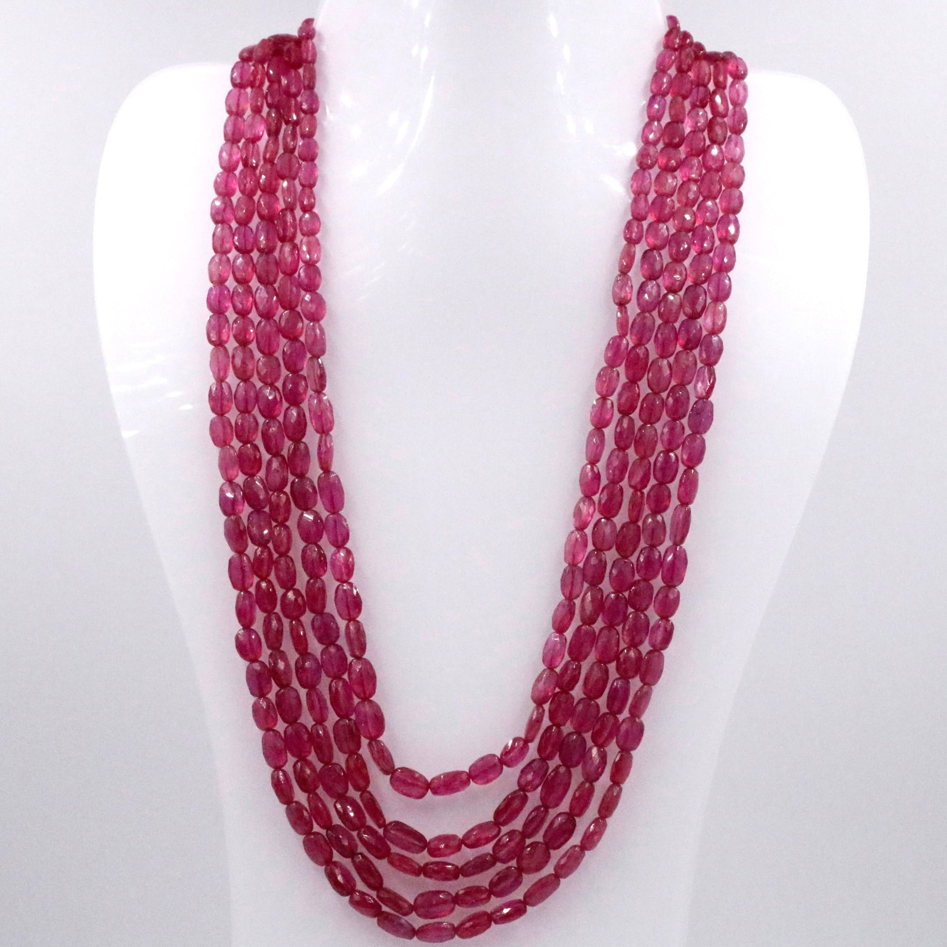 Natural Ruby Beaded Necklace - Taj Mahal Gems