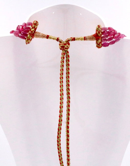 Natural Ruby Beaded Necklace - Taj Mahal Gems