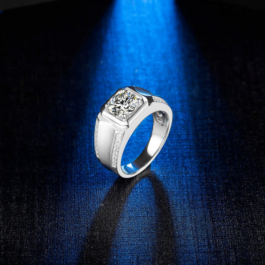 Natural White Moissanite Men's Ring - Taj Mahal Gems
