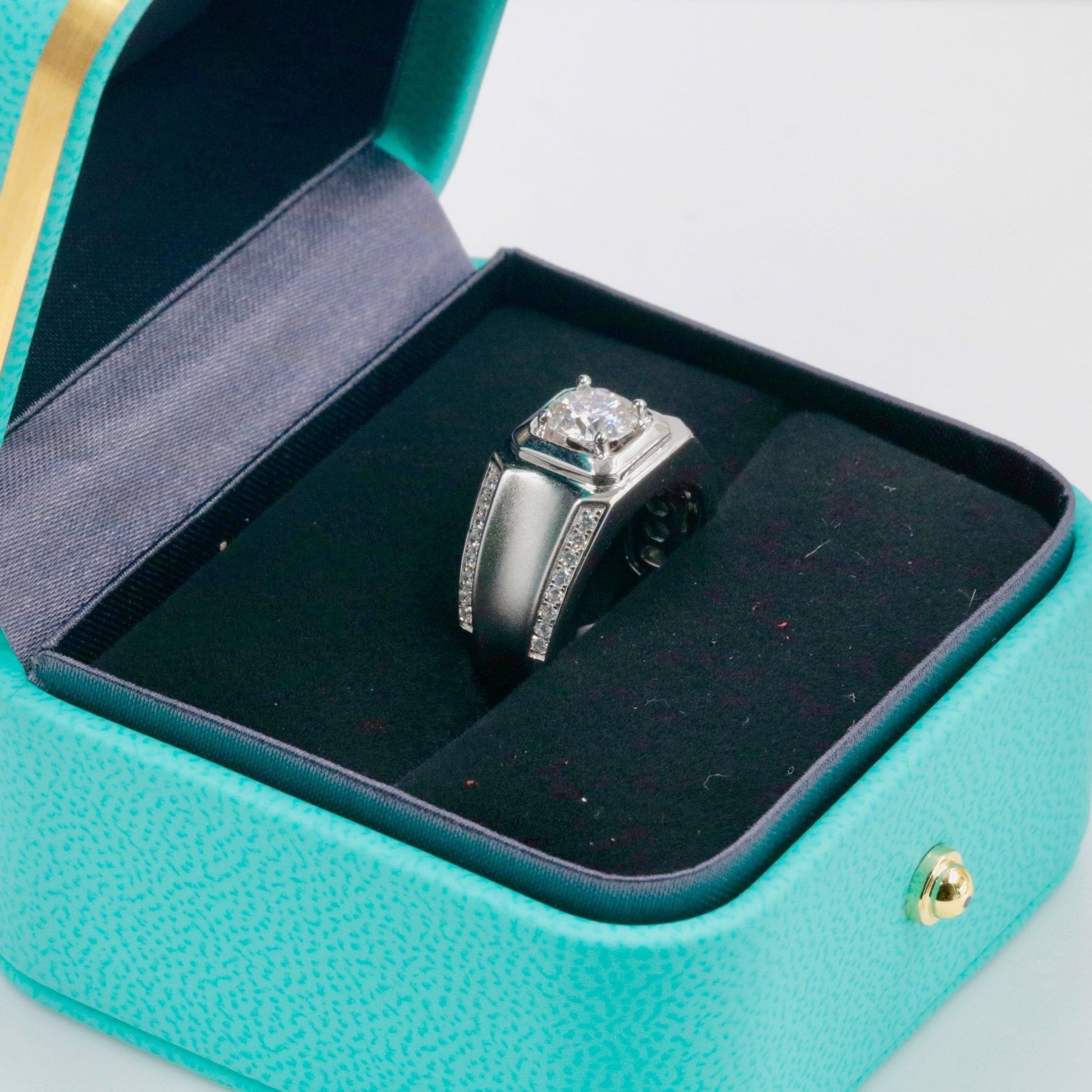 Natural White Moissanite Men's Ring - Taj Mahal Gems
