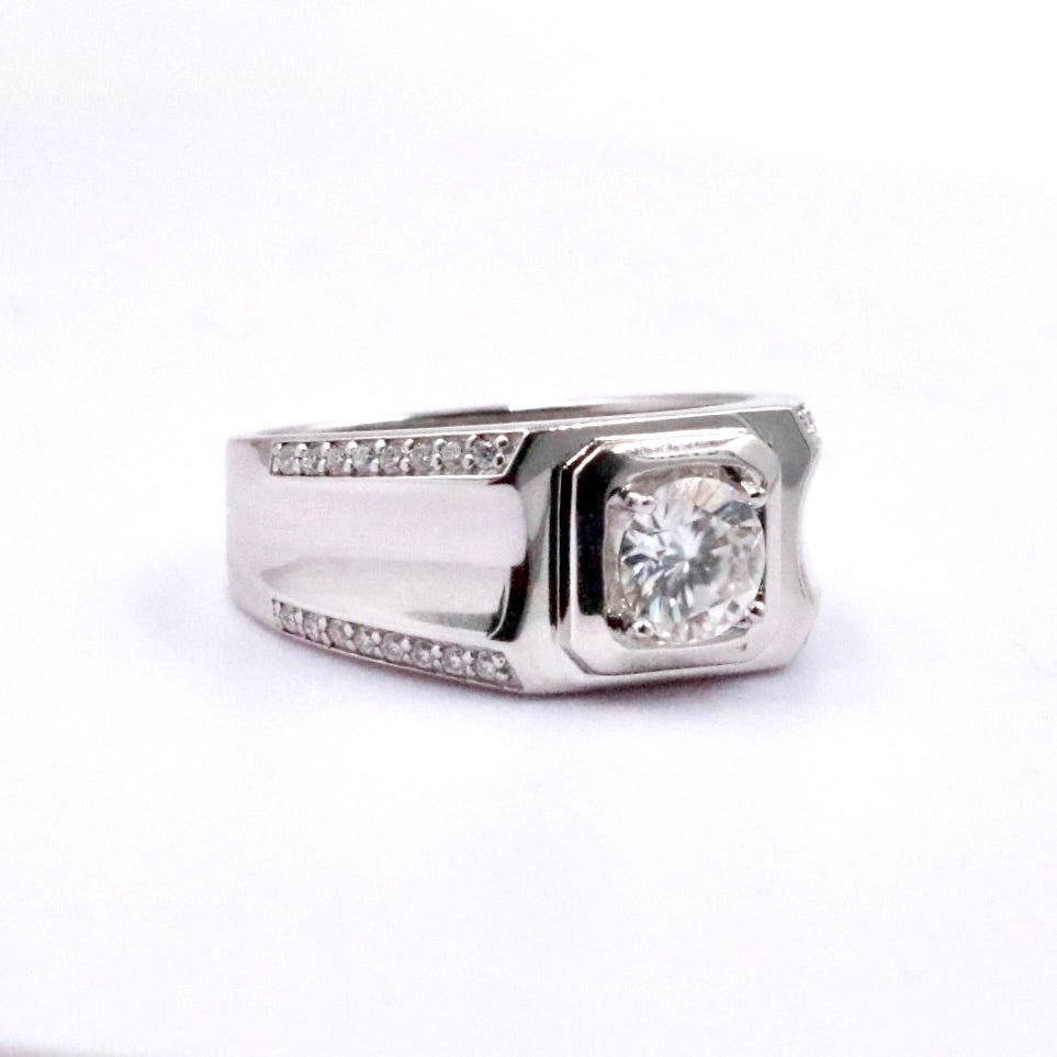 Natural White Moissanite Men's Ring - Taj Mahal Gems