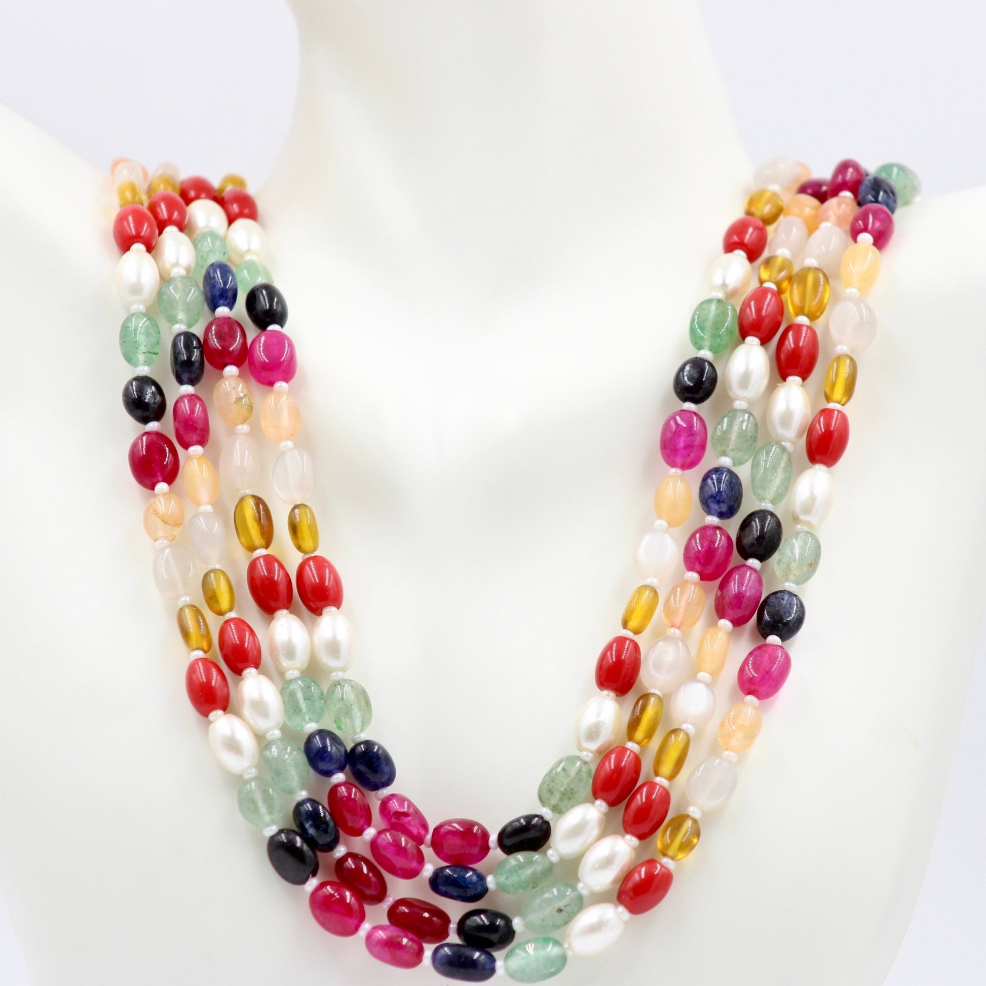 Navrathna Beaded Necklace - Taj Mahal Gems