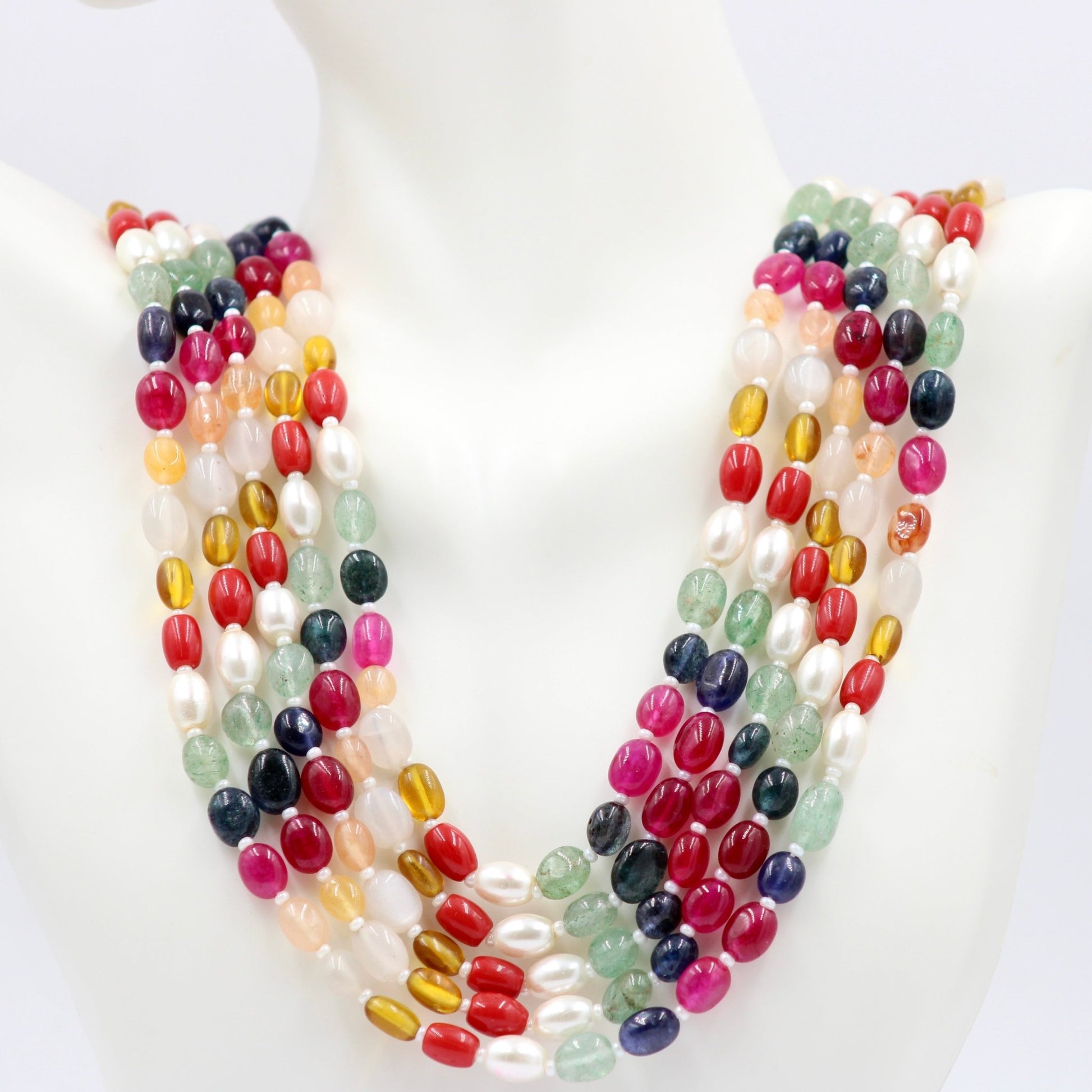 Navrathna Beaded Necklace - Taj Mahal Gems