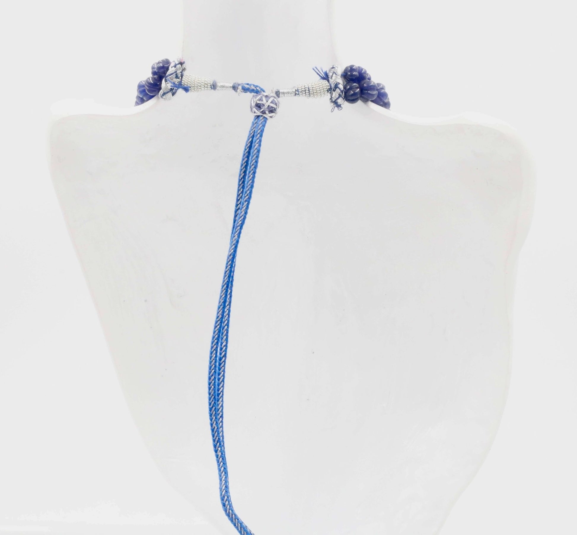 Navy Blue Quartz Pumpkin Beads Necklace - Taj Mahal Gems