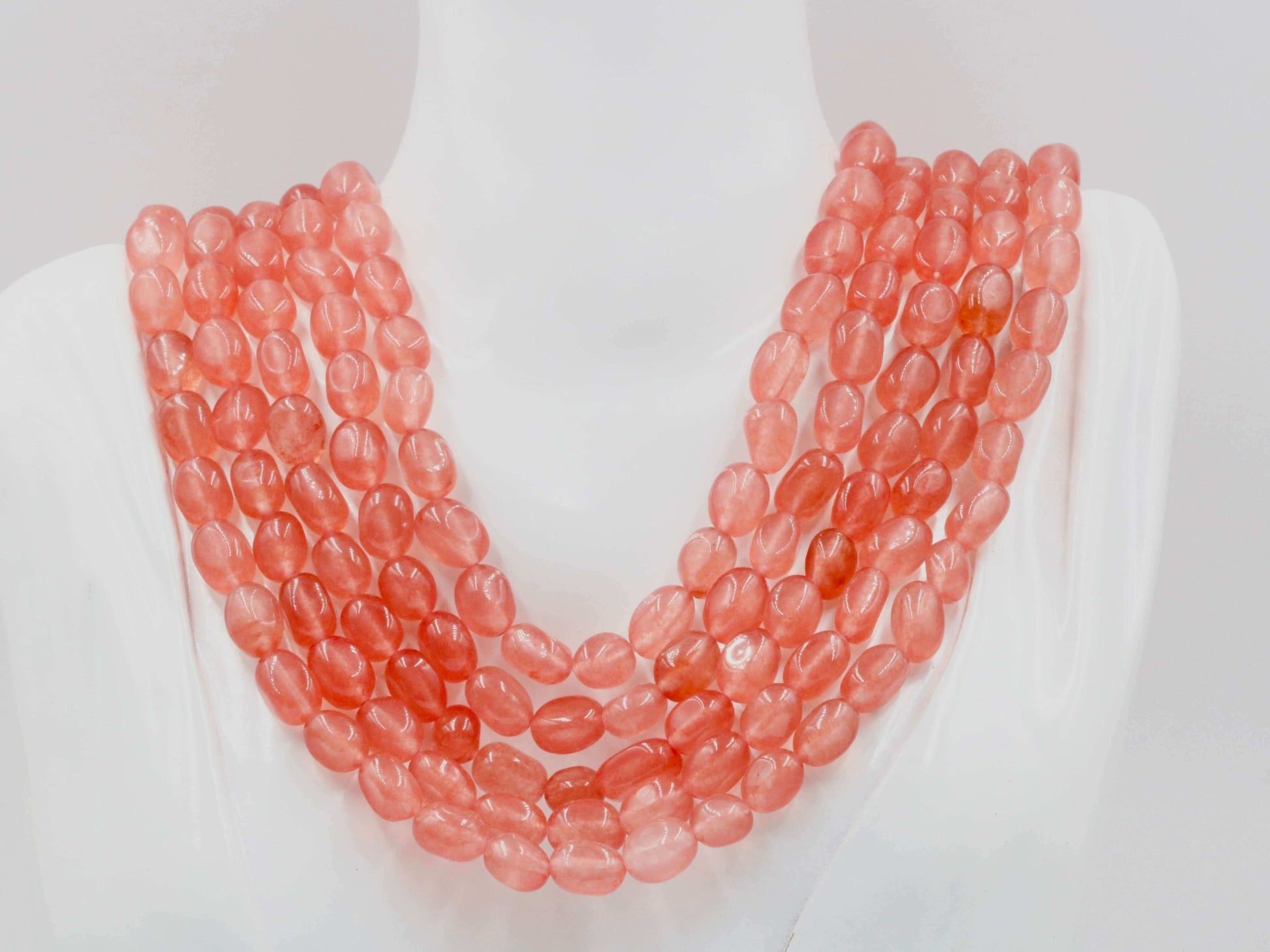 Peach Quartz Beaded Necklace - Taj Mahal Gems