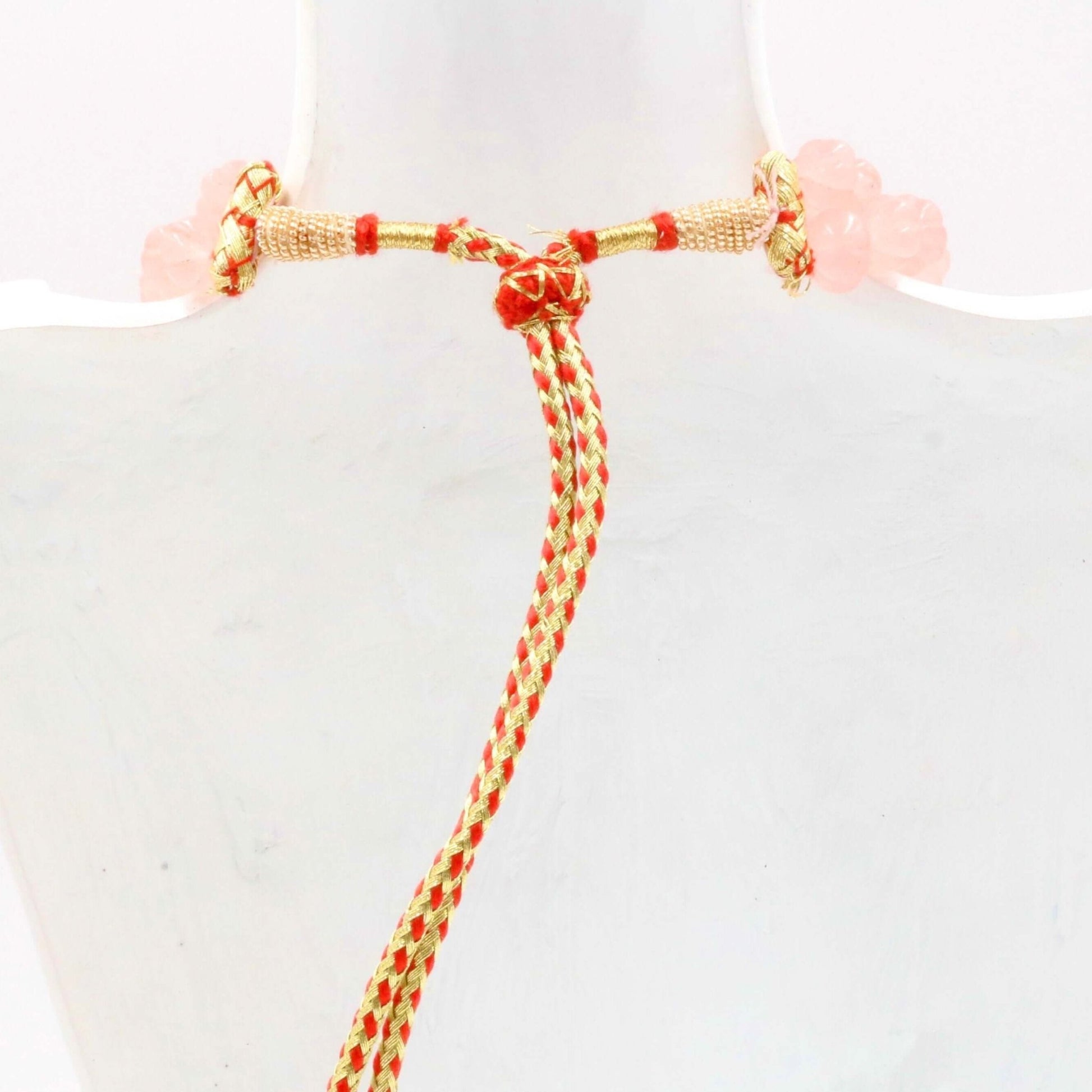 Peach Quartz Pumpkin Beads Necklace - Taj Mahal Gems