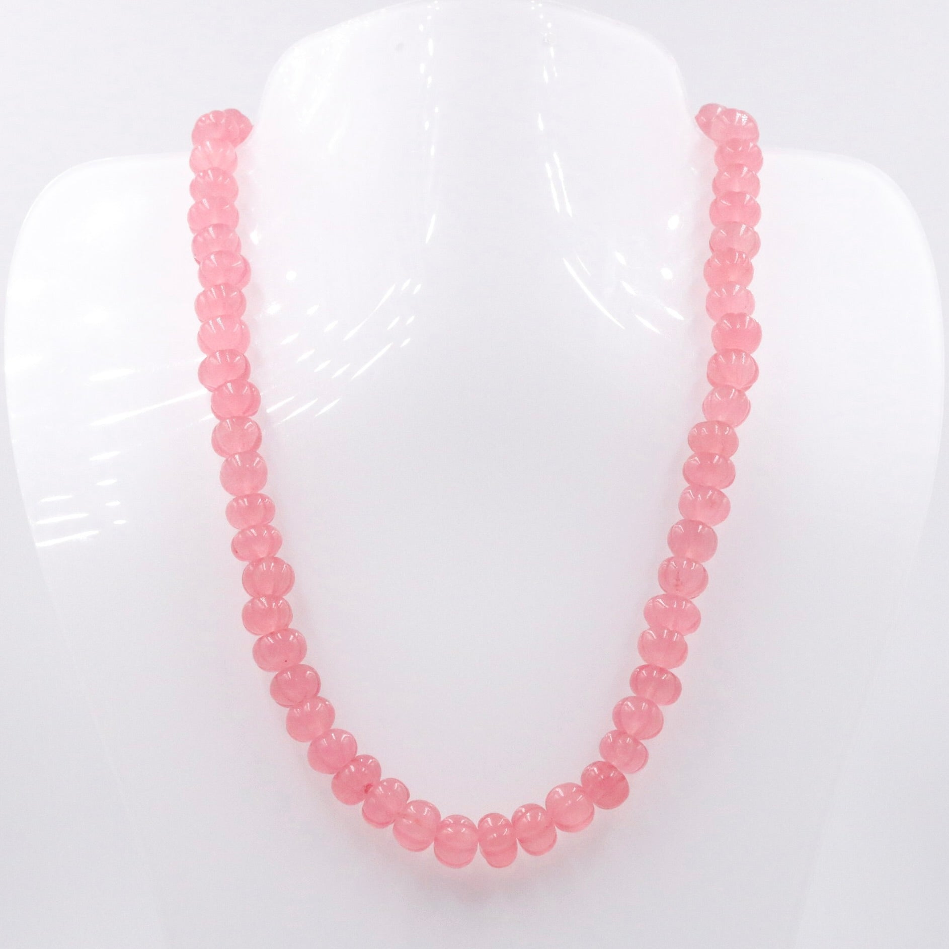 Peach Quartz Pumpkin Beads Necklace - Taj Mahal Gems