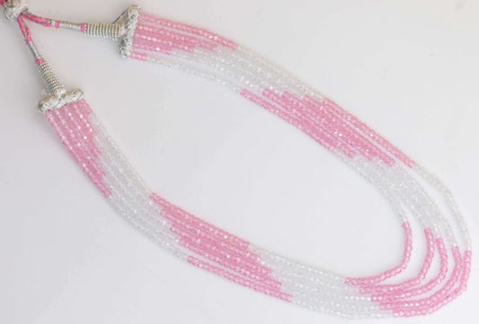 Pink and White color CZ Necklace - Taj Mahal Gems