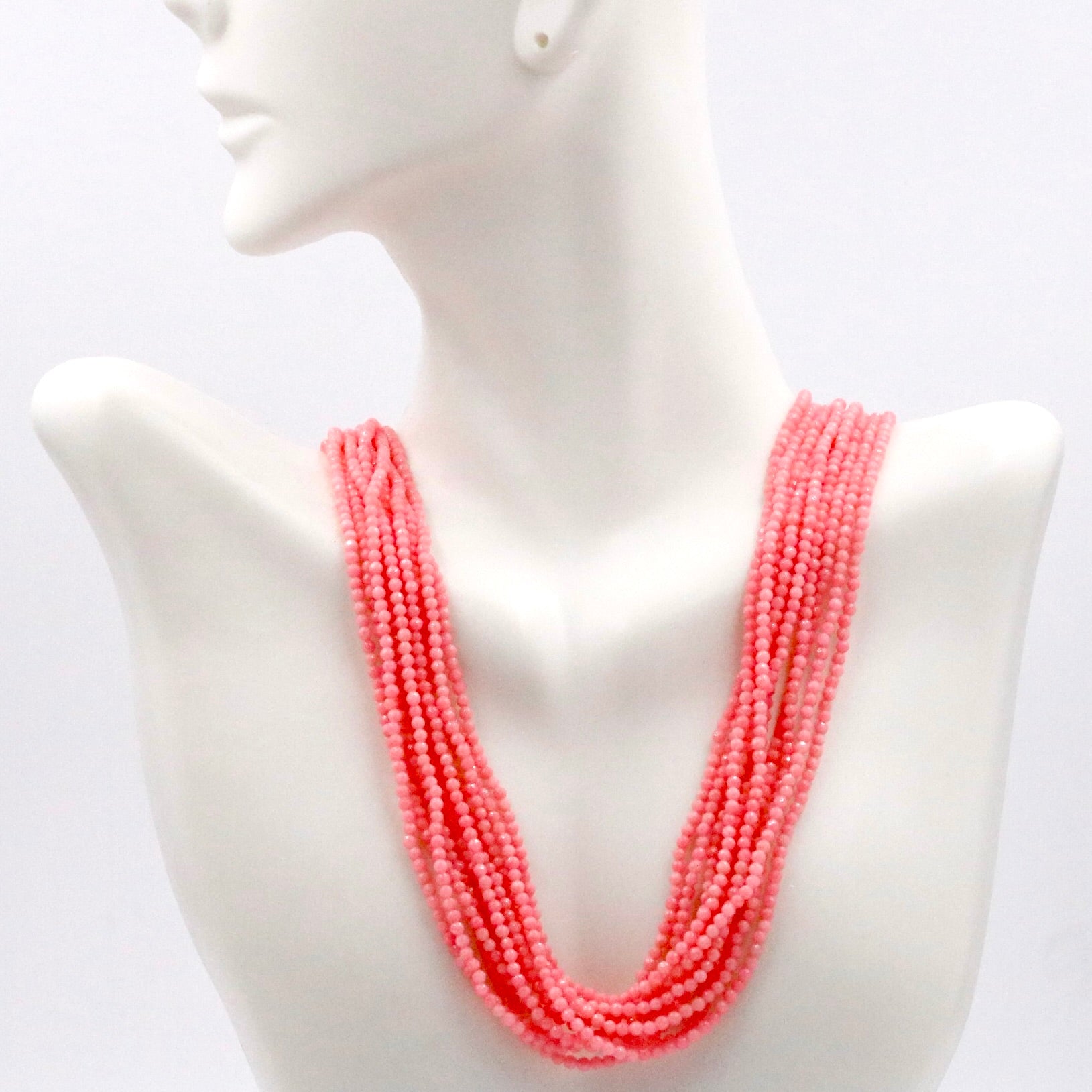 Pink Coral Multi - Strand Necklace - Taj Mahal Gems