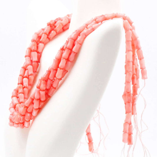 Pink Coral Tulip Beaded Strand - Taj Mahal Gems