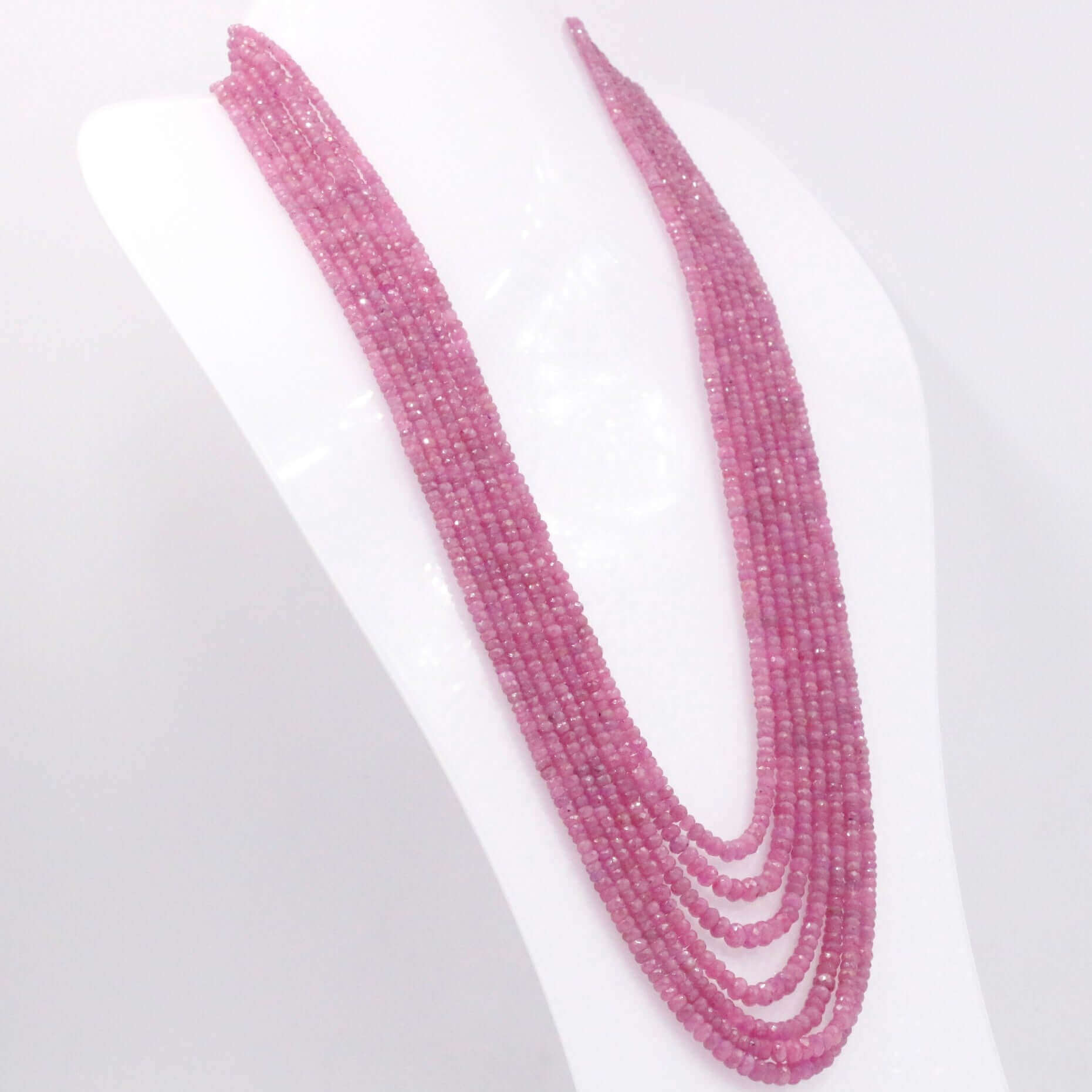 Pink Sapphire Beaded Necklace - Taj Mahal Gems