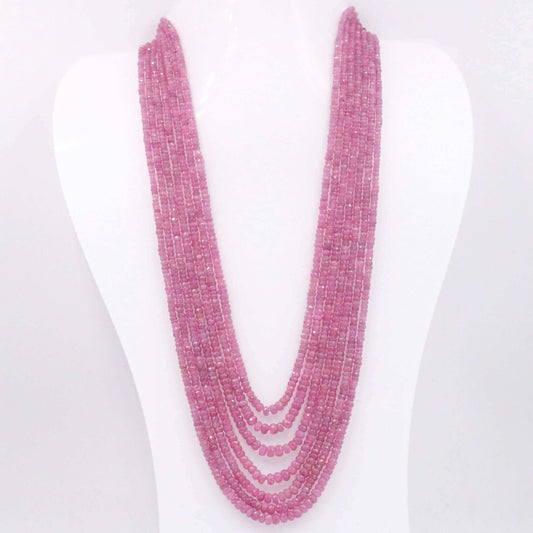 Pink Sapphire Beaded Necklace - Taj Mahal Gems