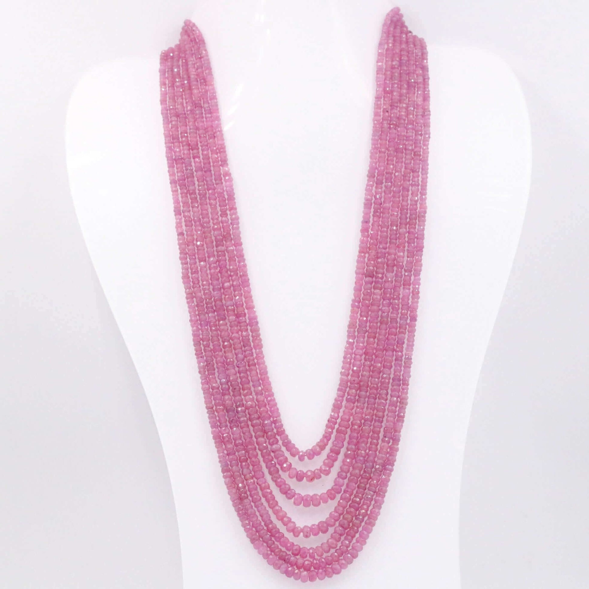 Pink Sapphire Beaded Necklace - Taj Mahal Gems