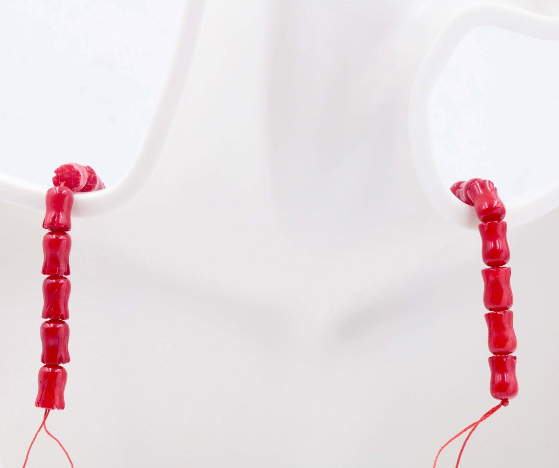 Red Coral Tulip Beads Strand - Taj Mahal Gems