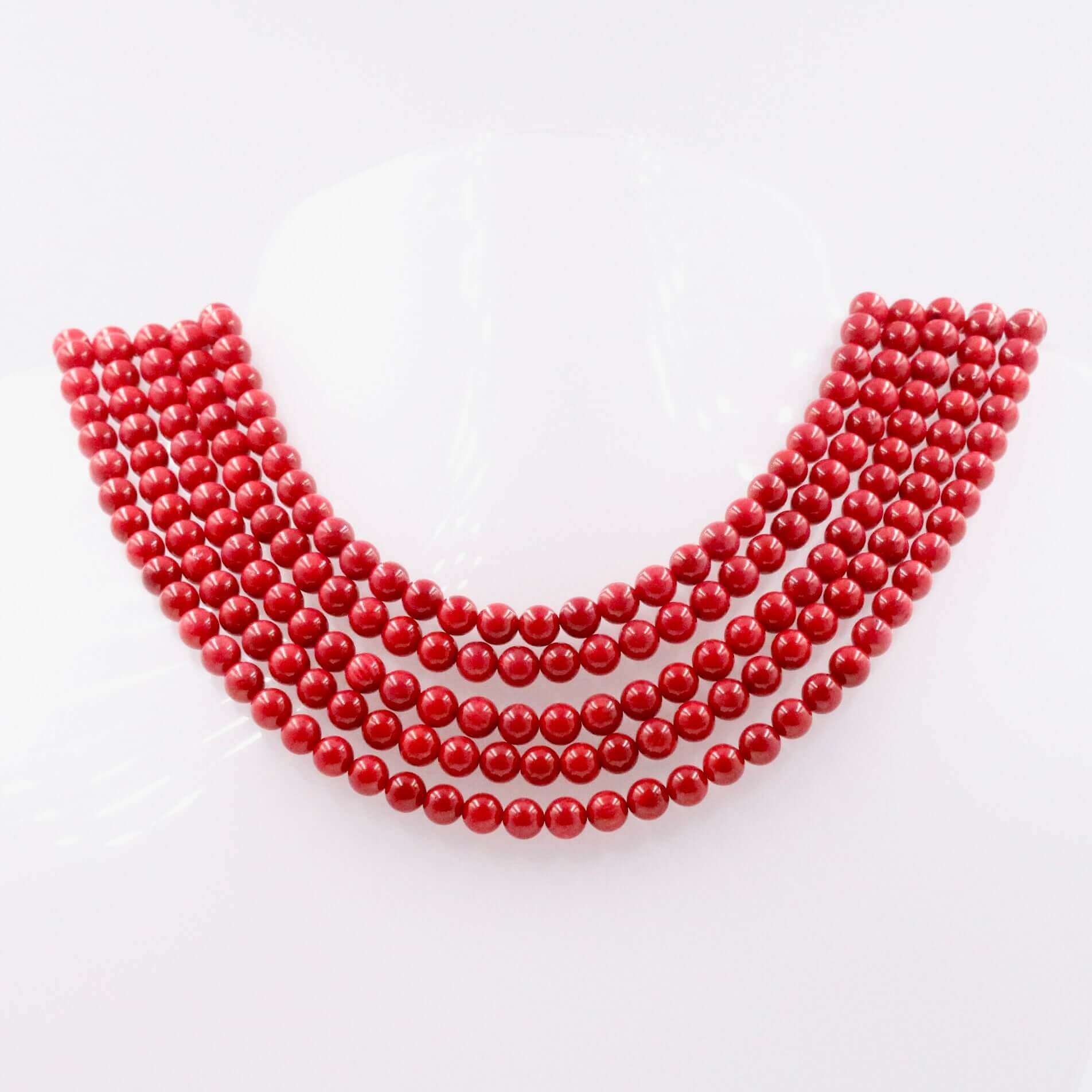 Red Orange Coral Beads Strand - Taj Mahal Gems
