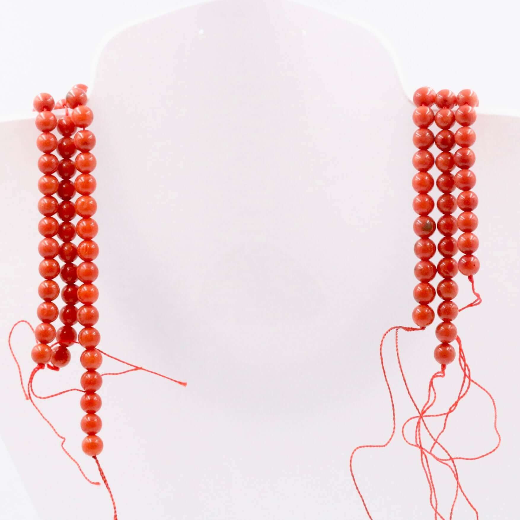 Red Orange Coral Beads Strand - Taj Mahal Gems