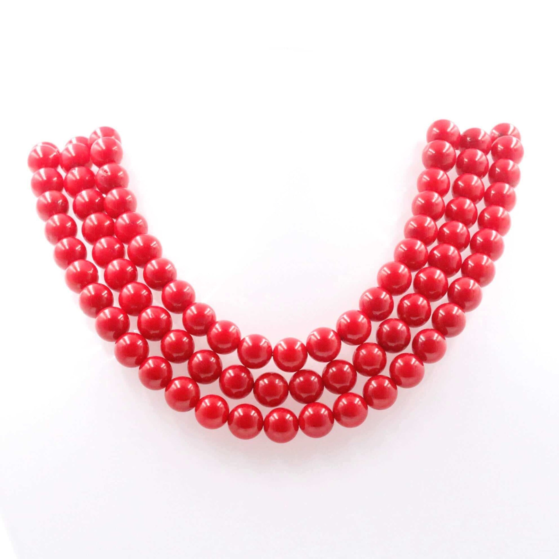 Red Orange Coral Beads Strand - Taj Mahal Gems