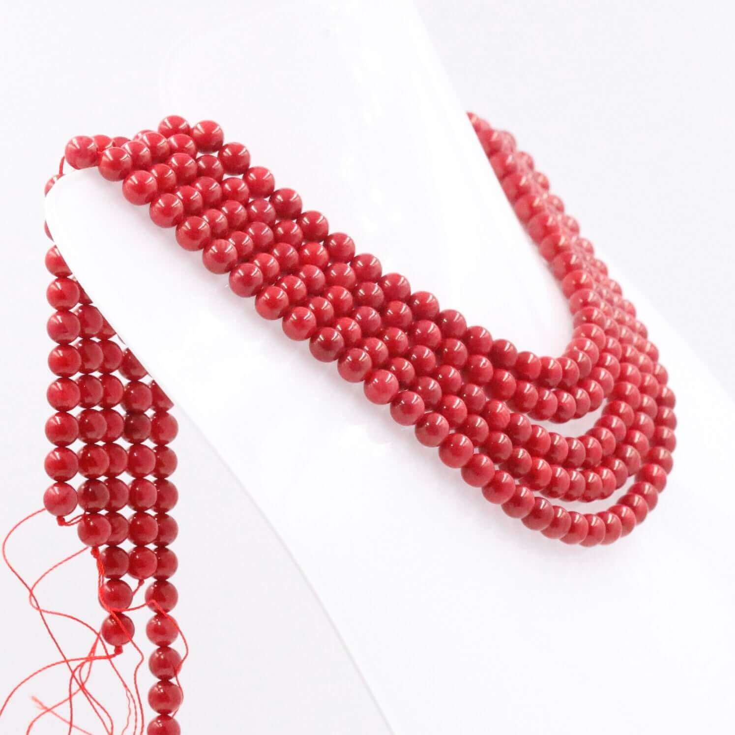 Red Orange Coral Beads Strand - Taj Mahal Gems