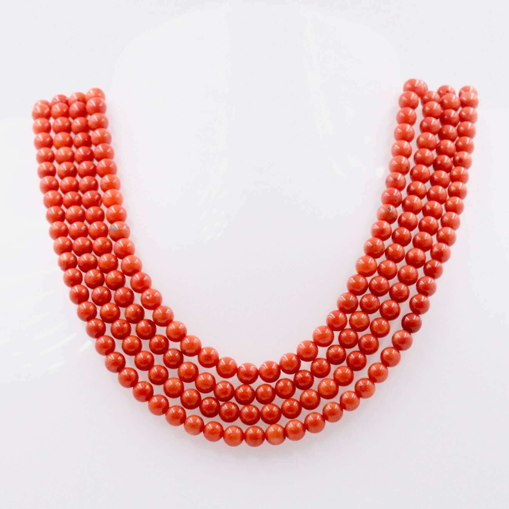 Red Orange Coral Beads Strand - Taj Mahal Gems