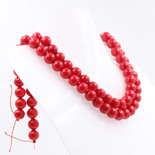 Red Orange Coral Beads Strand - Taj Mahal Gems