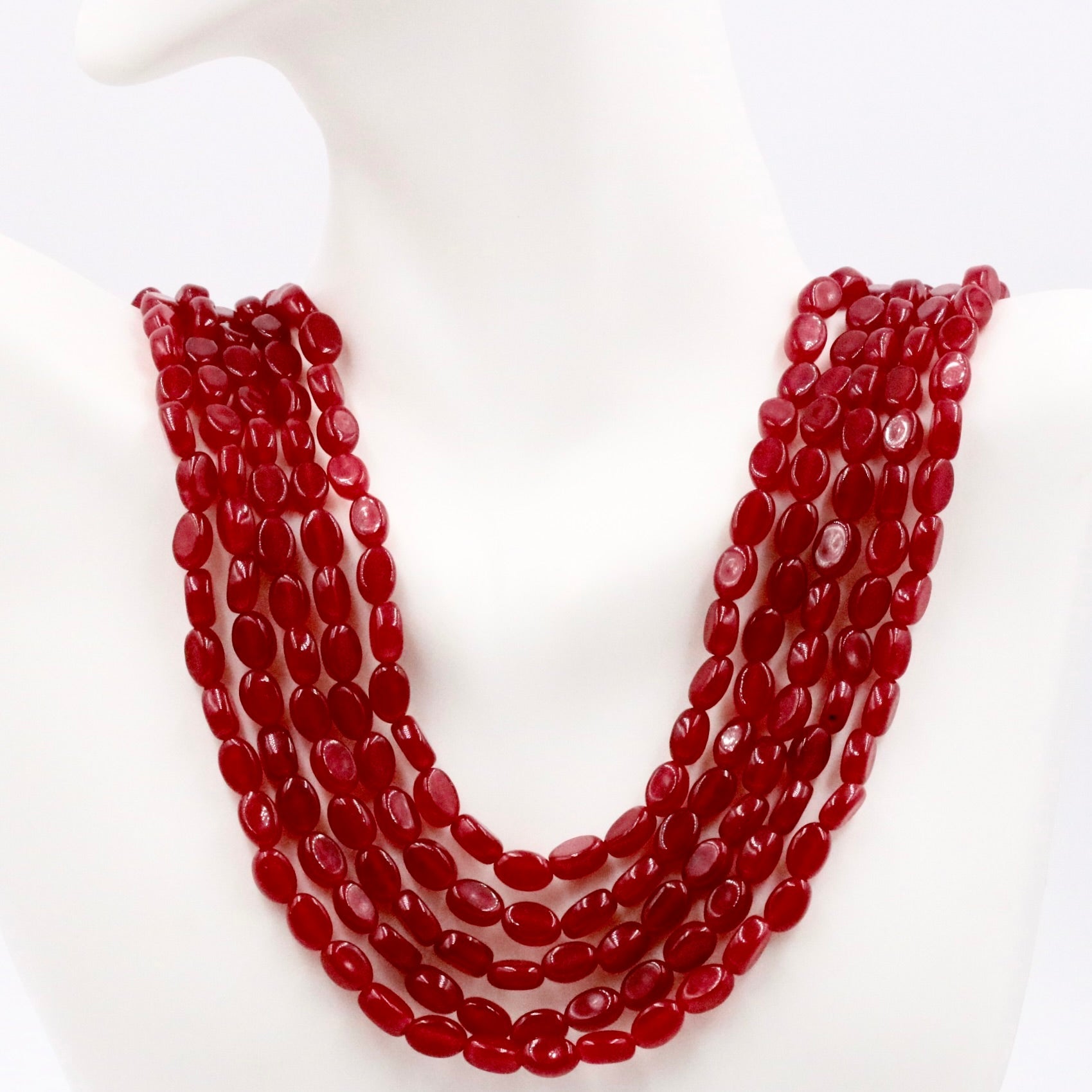 Red Quartz Beaded Necklace - Taj Mahal Gems