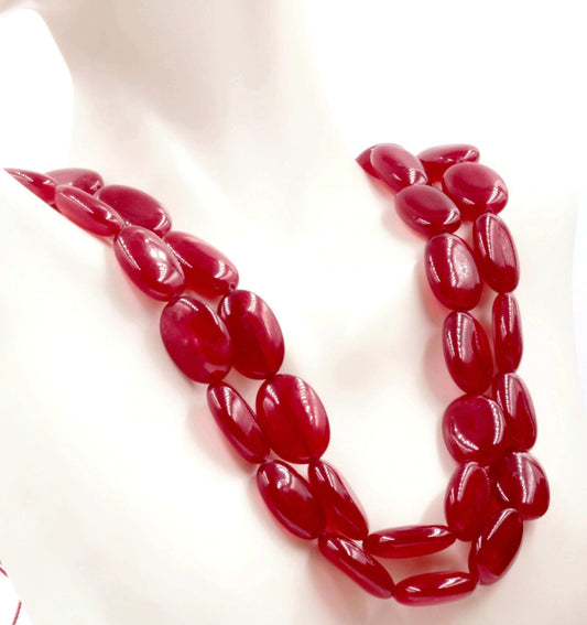 Red Quartz Beads Strand - Taj Mahal Gems