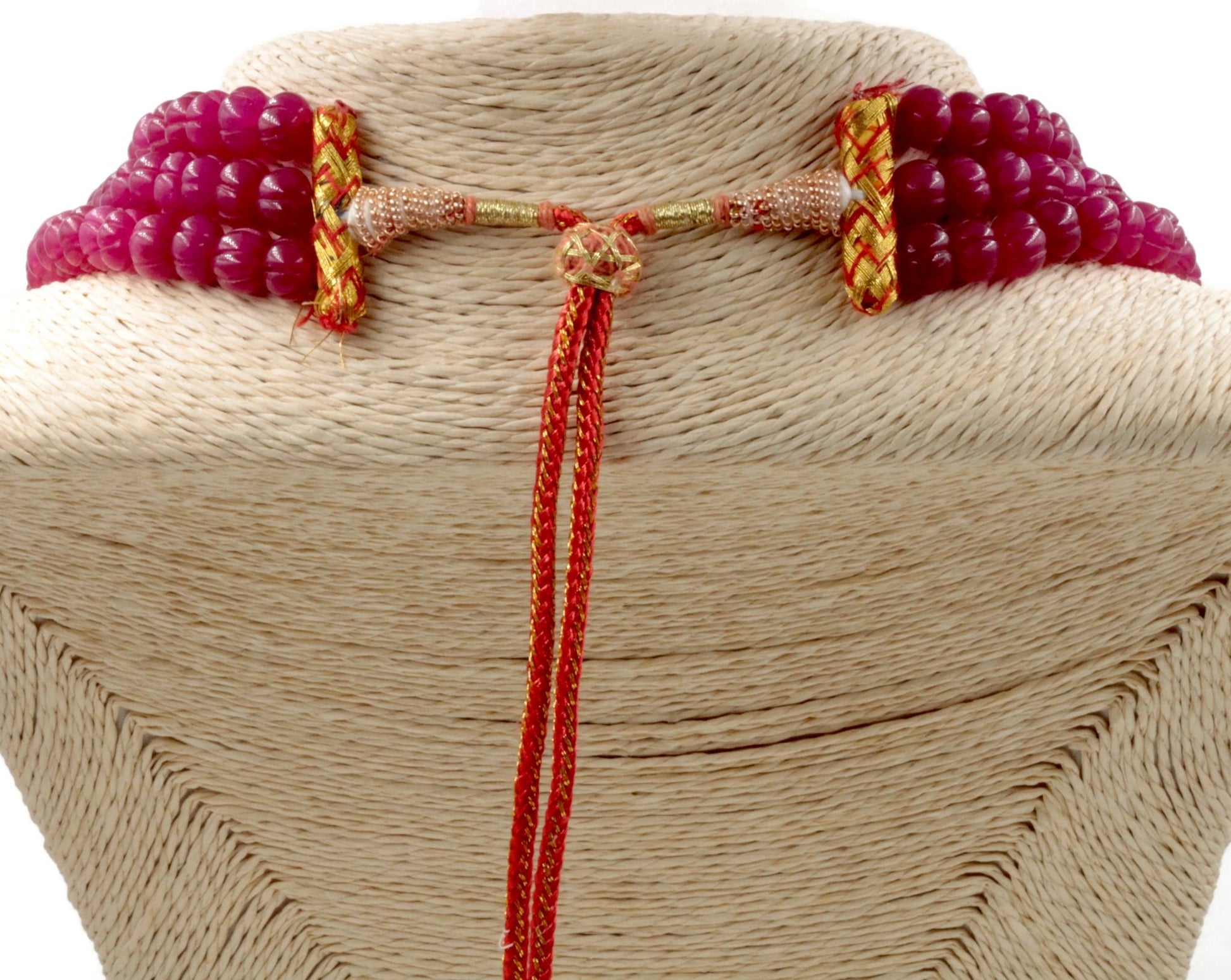 Red Quartz Pumpkin Beads Necklace - Taj Mahal Gems