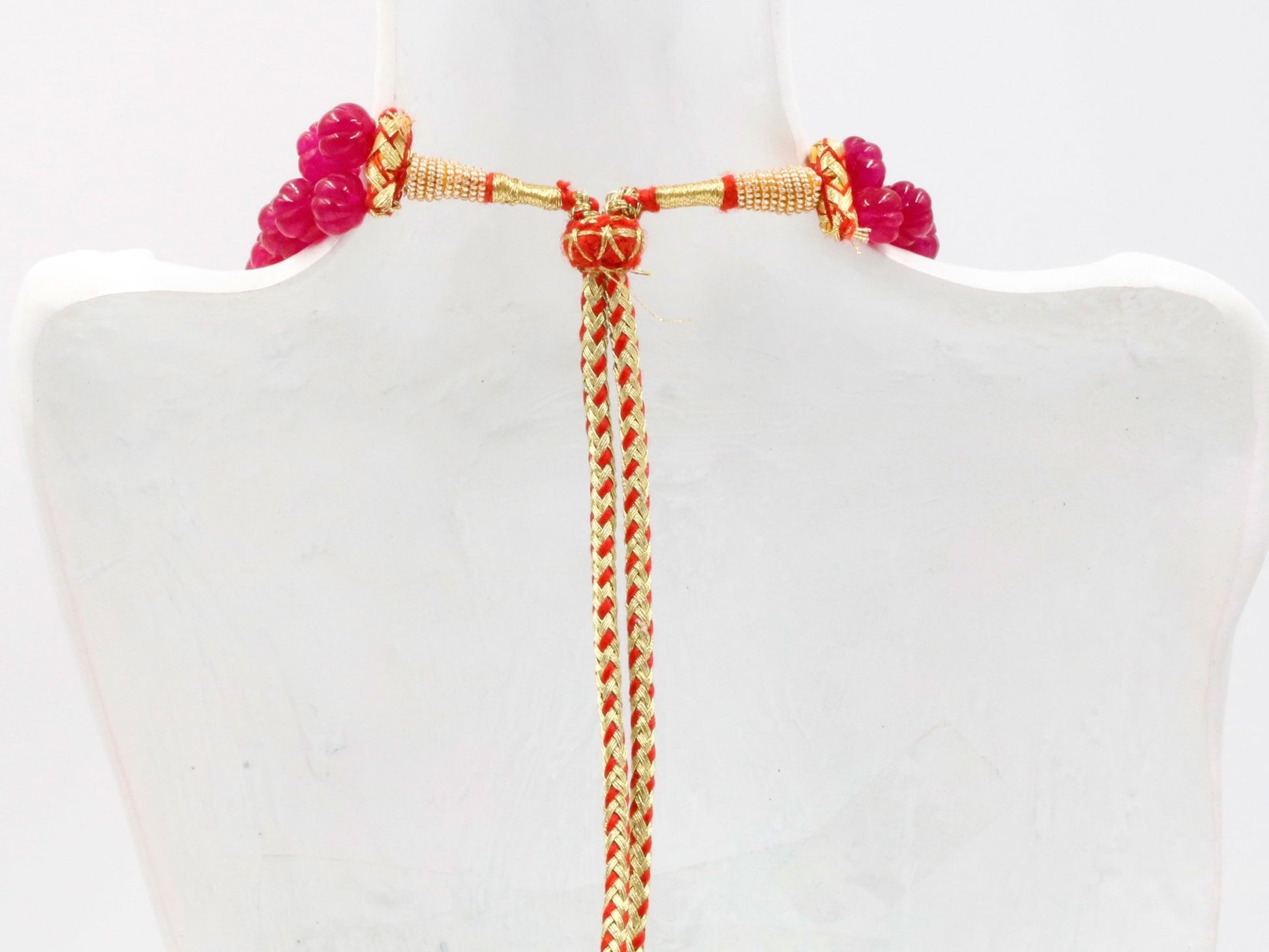 Red Quartz Pumpkin Beads Necklace - Taj Mahal Gems