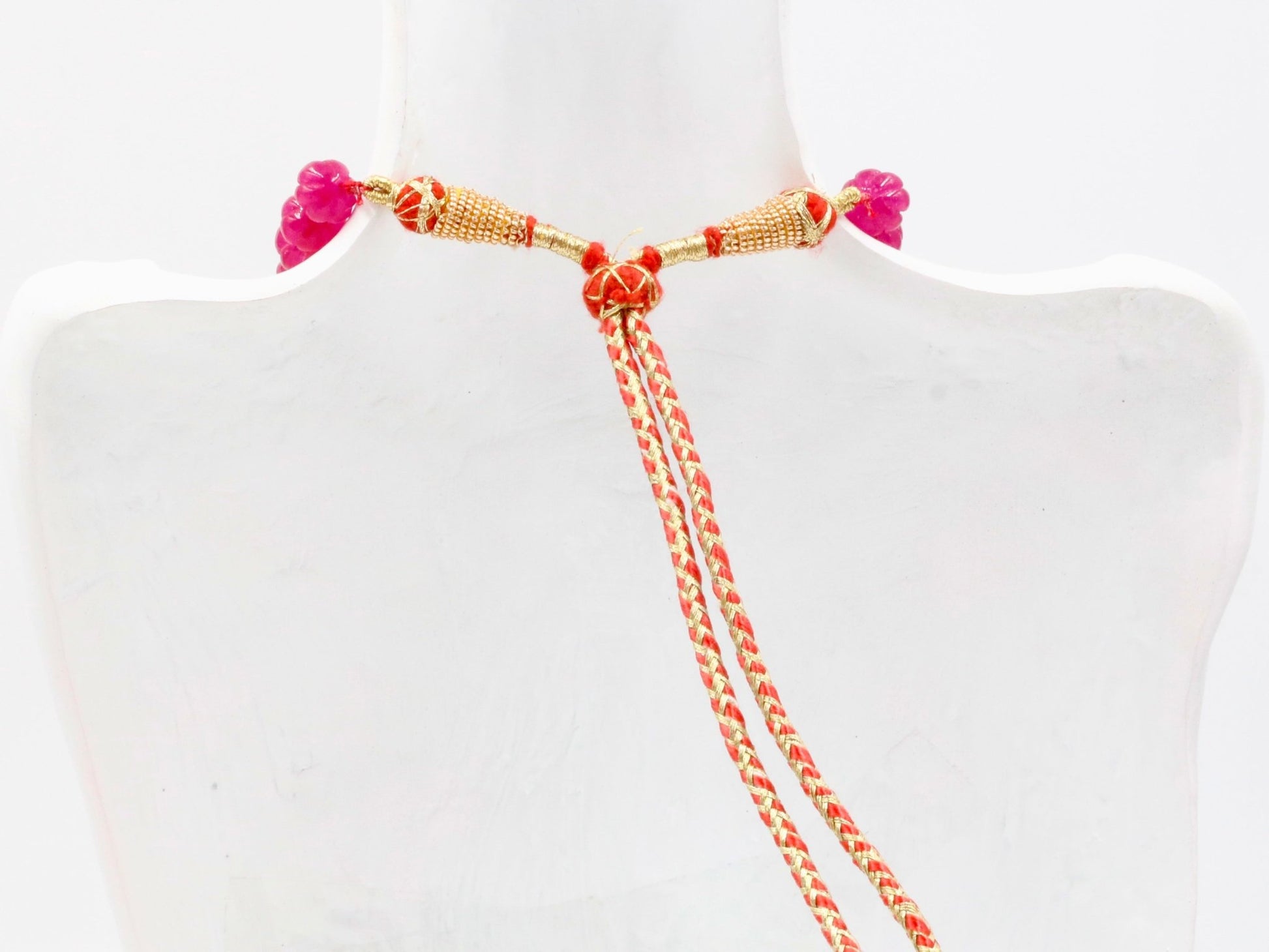 Red Quartz Pumpkin Beads Necklace - Taj Mahal Gems