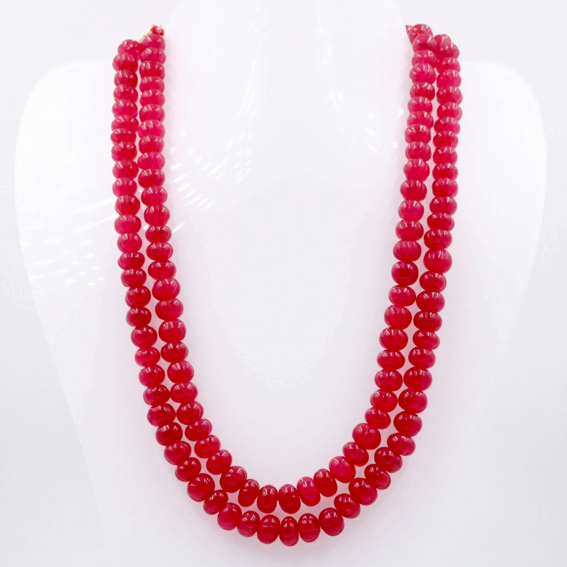Red Quartz Pumpkin Beads Necklace - Taj Mahal Gems
