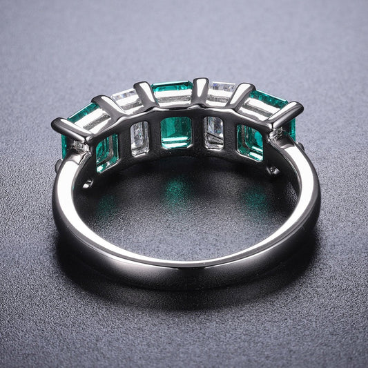 Reversible Semi - Band Ring - Ruby Sapphire Emerald - Taj Mahal Gems