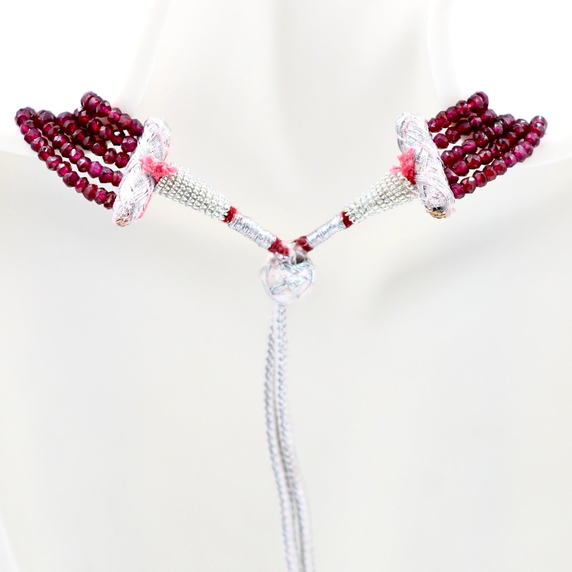 Rhodolite Garnet Multi - Strand Beaded Necklace - Taj Mahal Gems