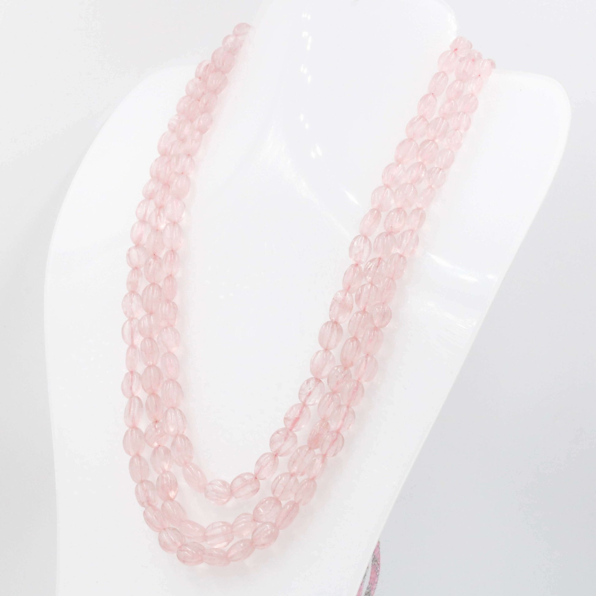 Rose Quartz Beaded Necklace - Taj Mahal Gems