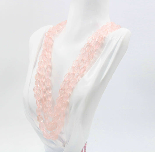 Rose Quartz Beaded Necklace - Taj Mahal Gems