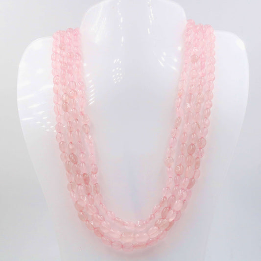 Rose Quartz Beaded Necklace - Taj Mahal Gems